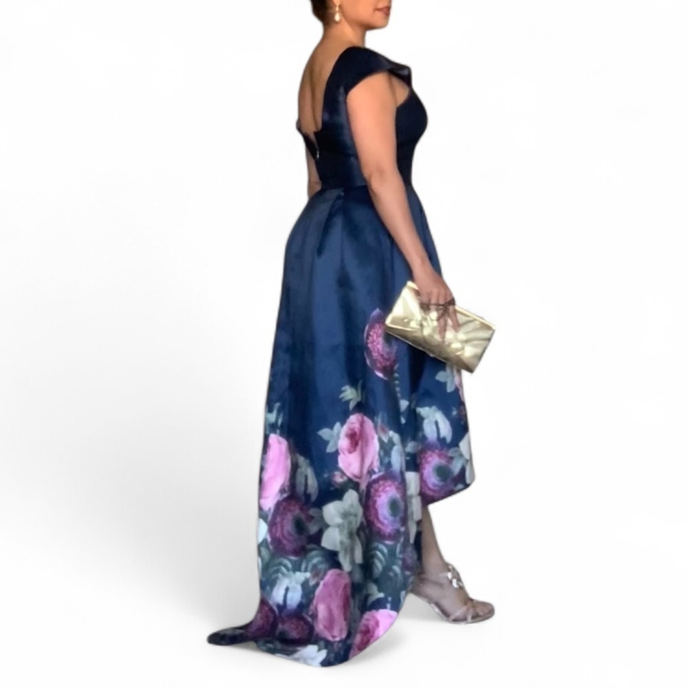 Chi Chi London Navy Floral High Low Dress - Small - Picture 6 of 15